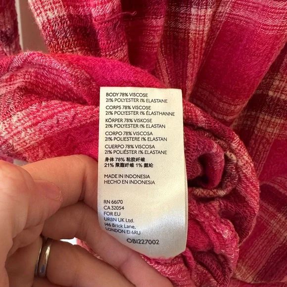 Anthropologie Pilcro Vibrant Pink Red Plaid Shirt - Picture 6 of 6